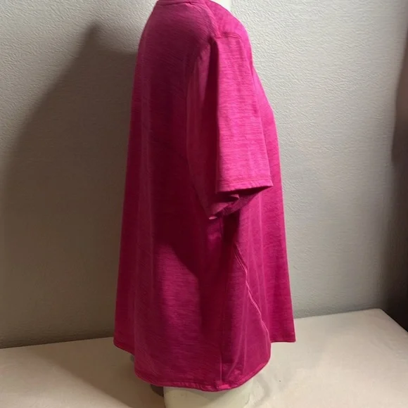 BCG Plus Activewear V-Neck Tee - Bright Pink - Size 1X - Picture 3 of 6